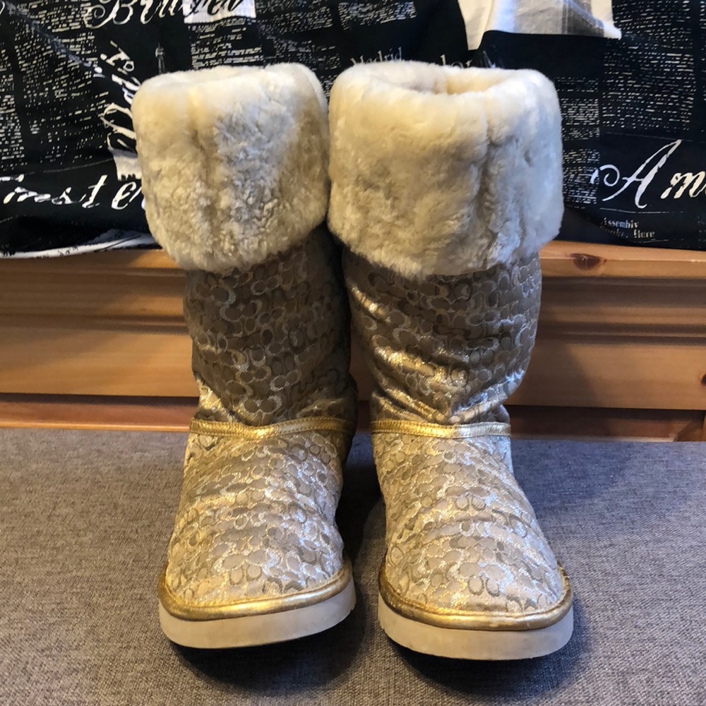 Coach Boots with Metallic monogram detail